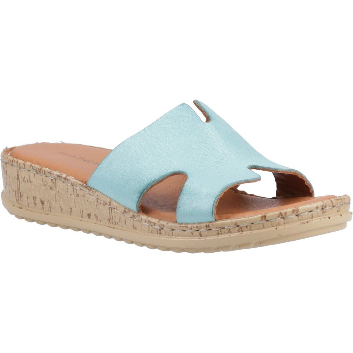 Leder-Mules mit Keilabsatz und Ausschnitten
