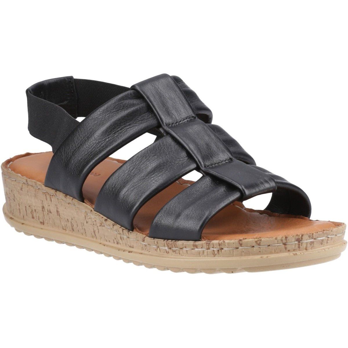 Leder-Gladiatorensandalen mit Keilabsatz
