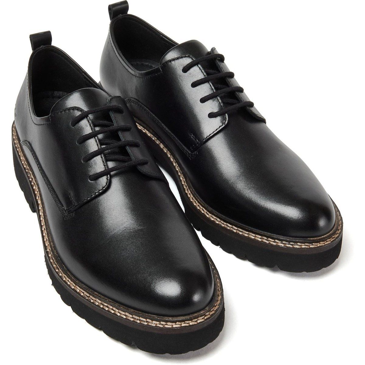 Leder-Derbyschuhe mit Plateausohle