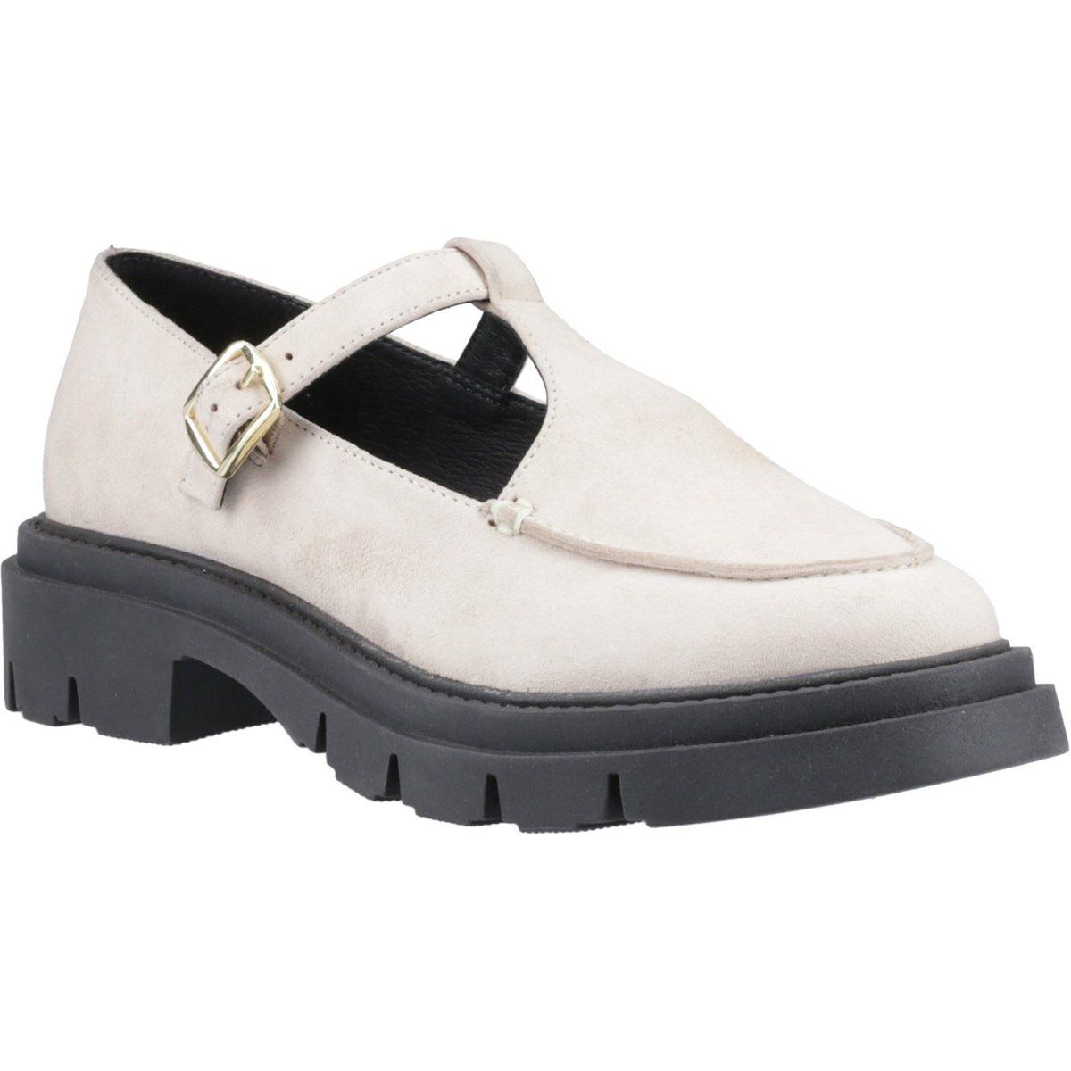 Klobige T-Steg Wildlederschuhe