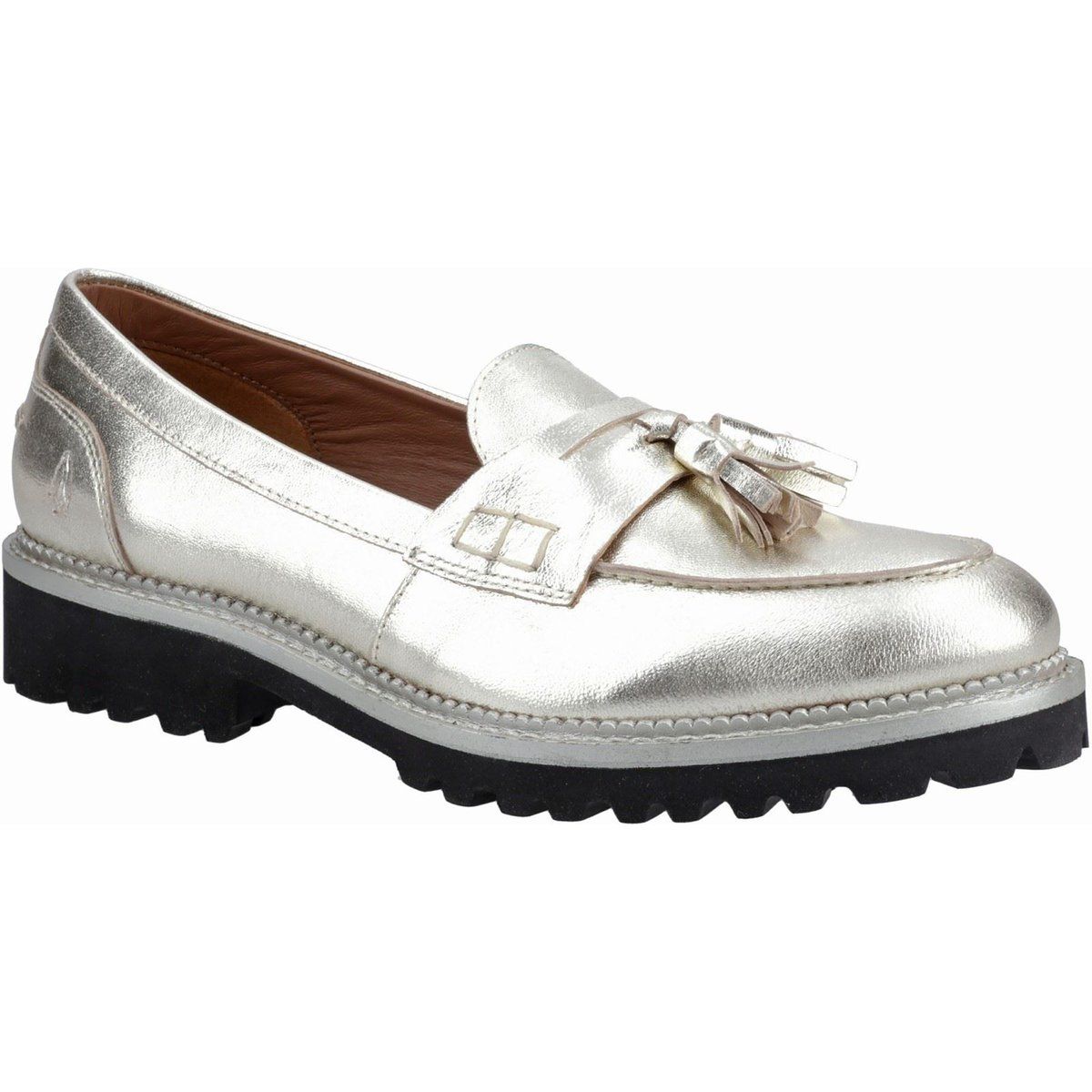 Metallic-Loafer mit Quasten und Profilsohle