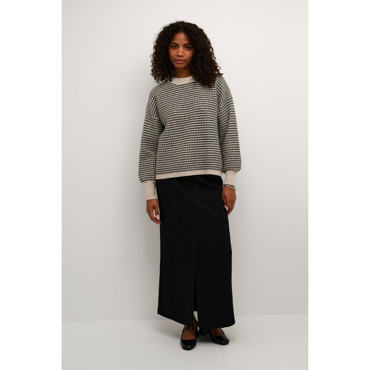 Gestreifter Strickpullover im Loose Fit