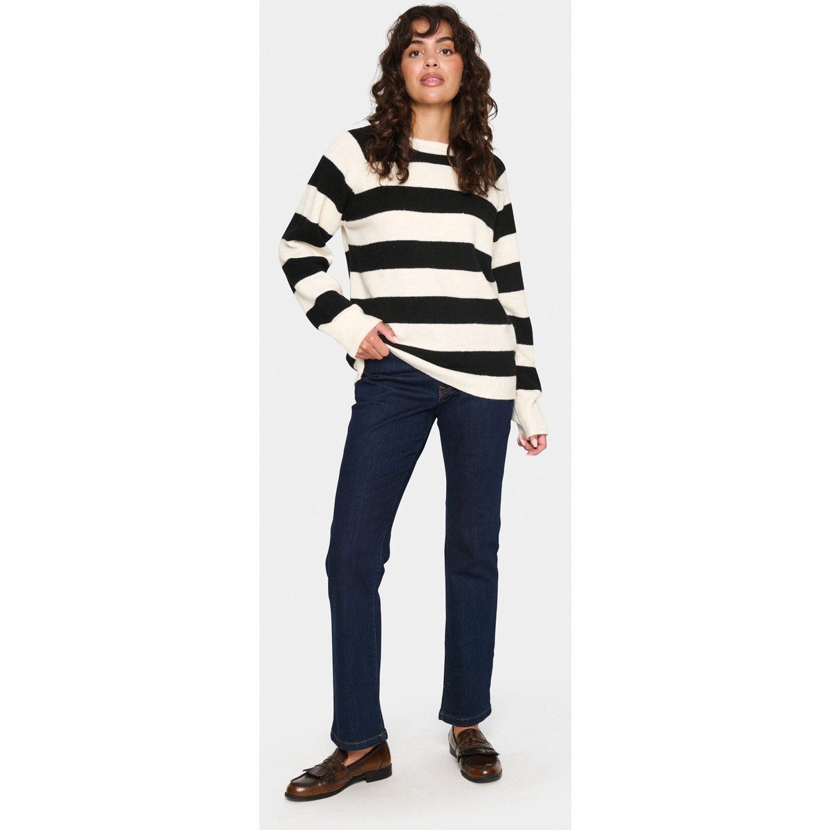Lockerer gestreifter Strickpullover