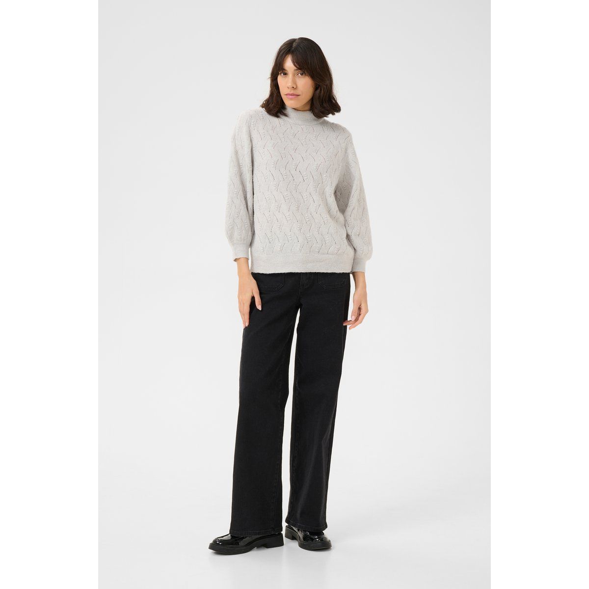 Strukturierter Strickpullover mit Stehkragen