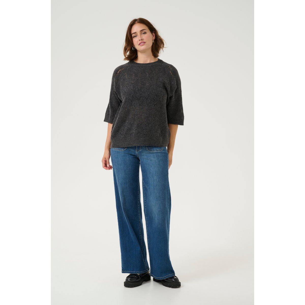 Lockerer Strickpullover mit Strukturmuster