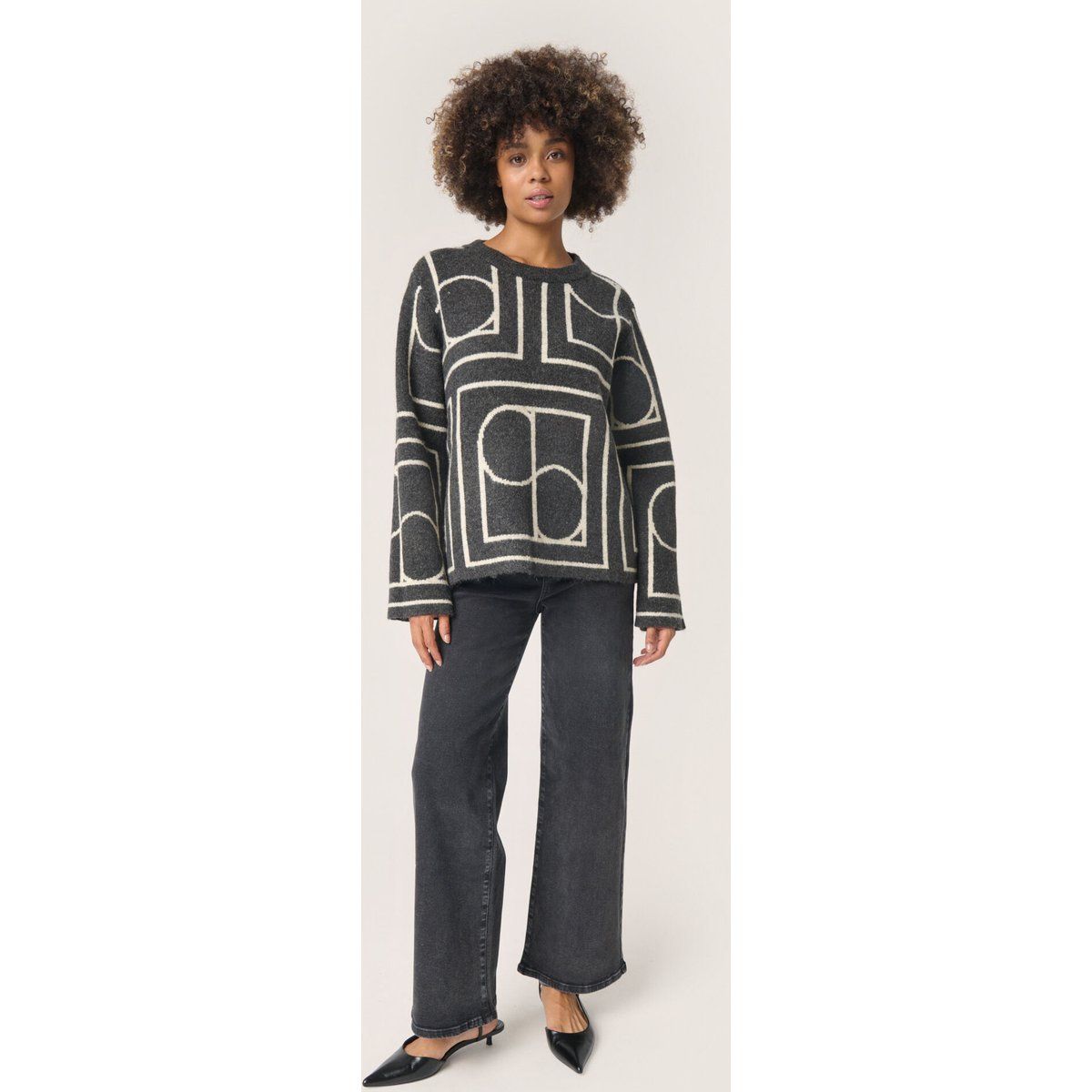 Strickpullover mit geometrischem Linienmuster