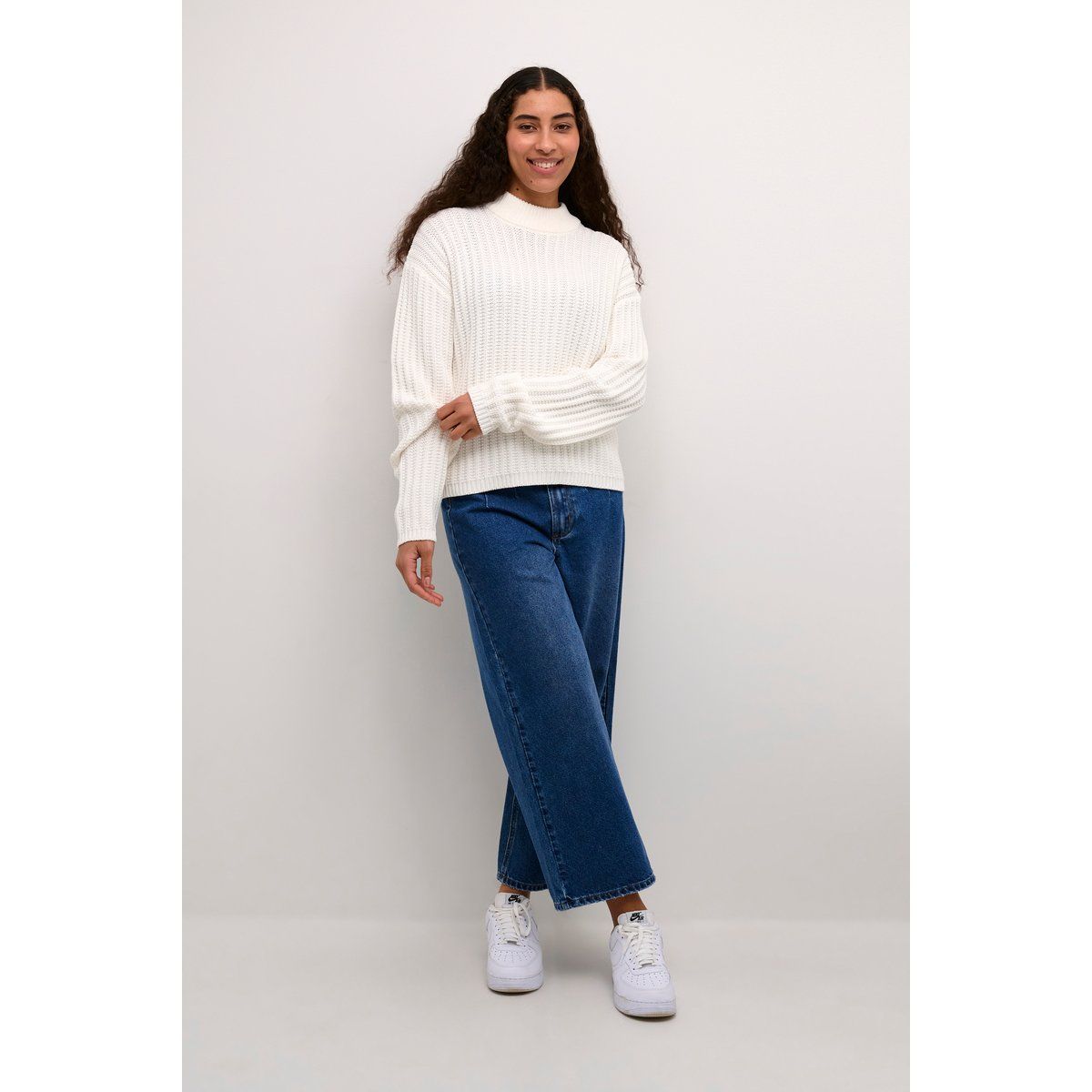 Grobstrick-Pullover mit Stehkragen