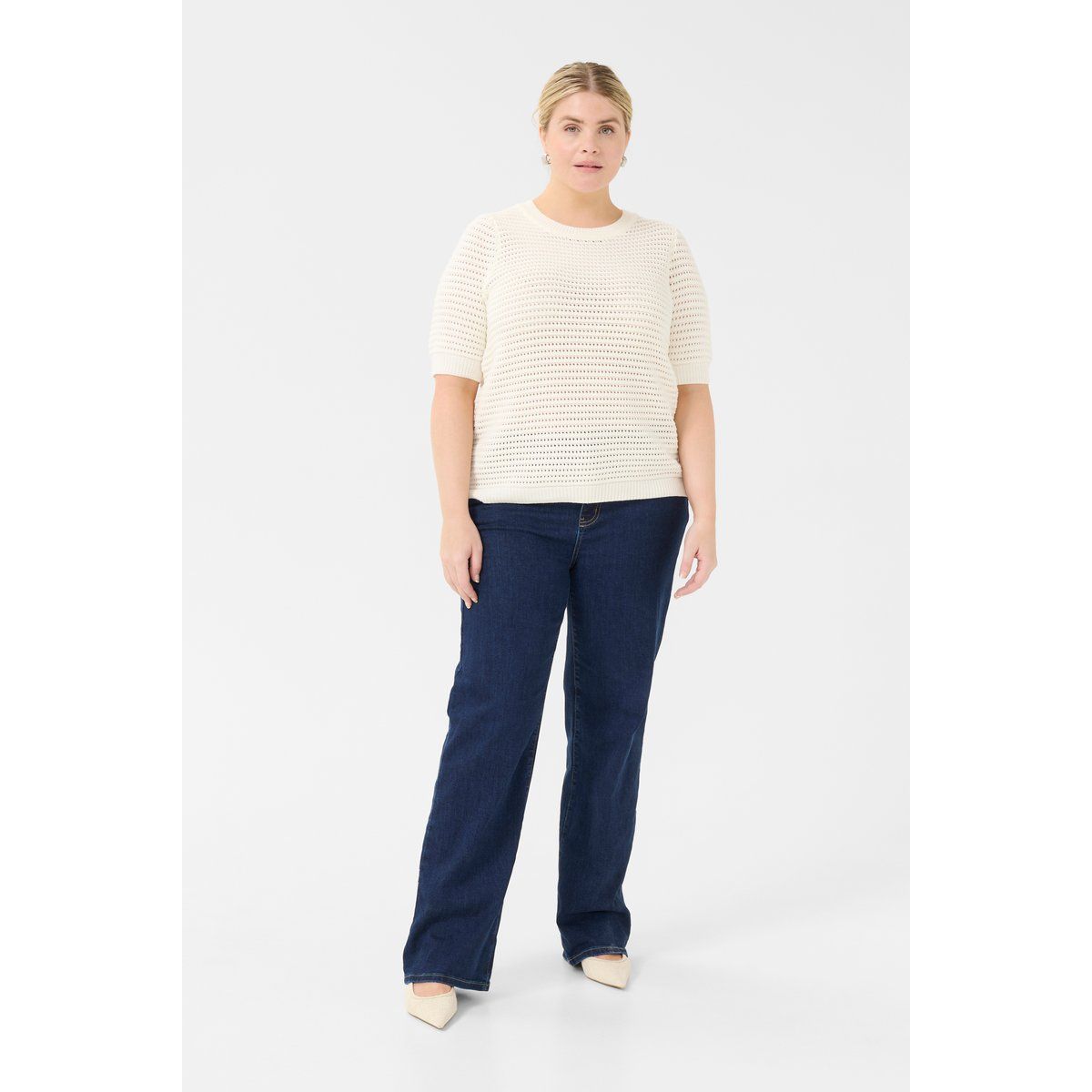 Strukturierter Strickpullover mit Ellbogenärmeln
