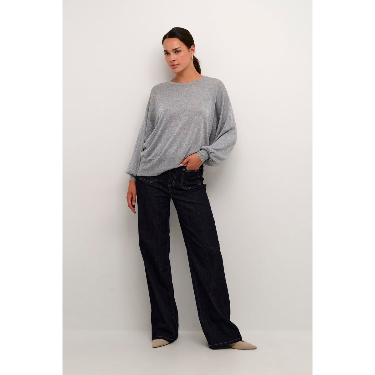 Lockerer Glitzernder Strickpullover