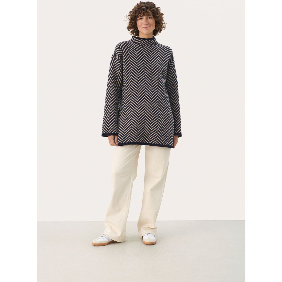 Oversized-Strickpullover mit Fischgrätenmuster
