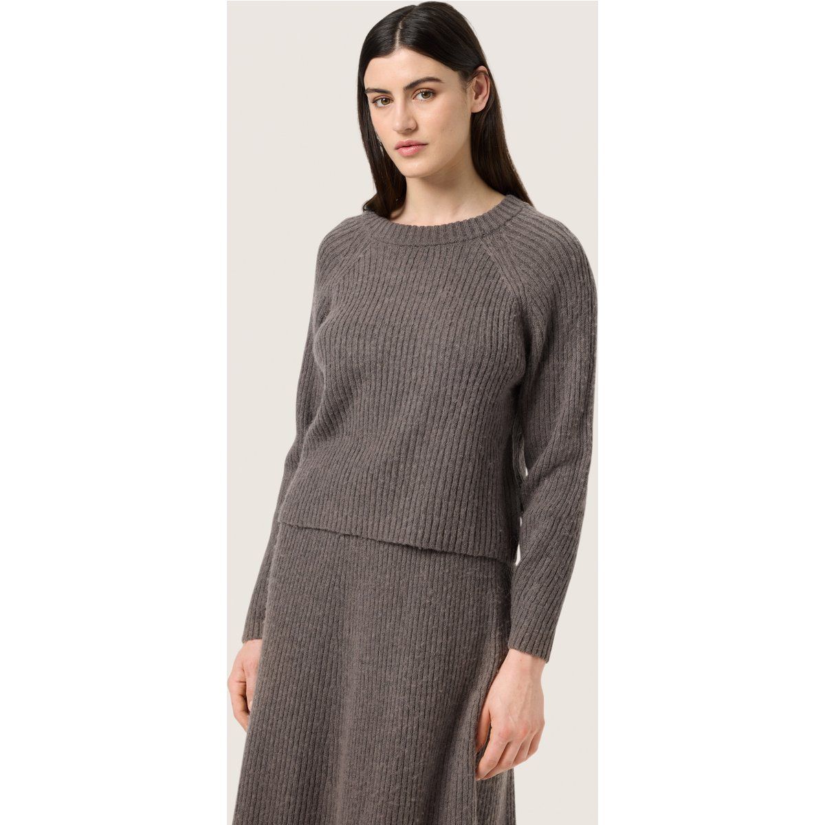 Gerippter Raglan-Strickpullover