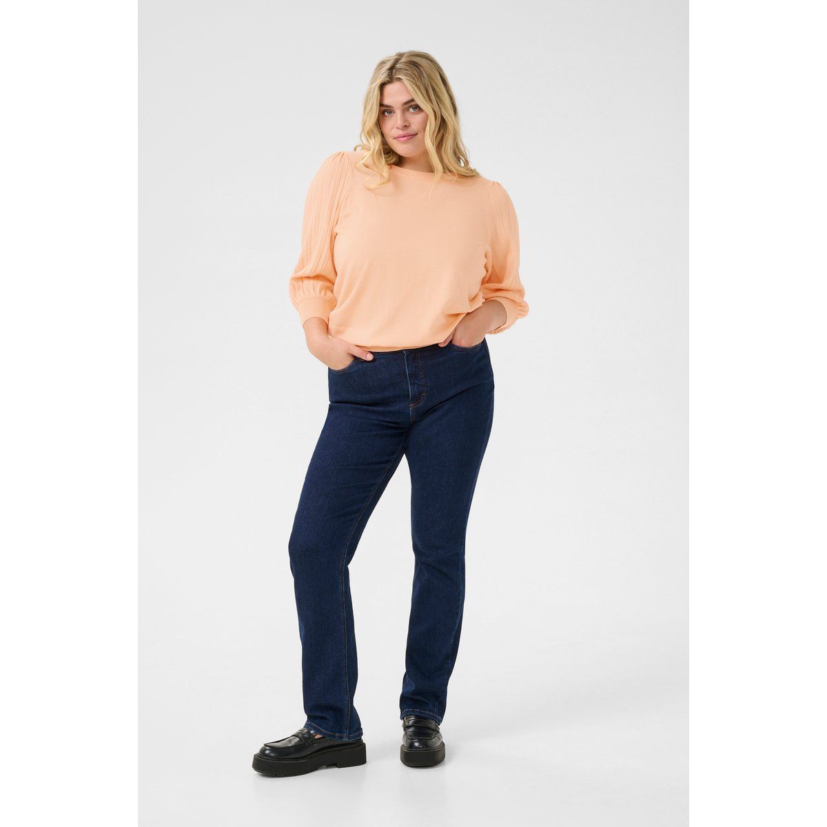 Strukturierter Pullover mit Dreiviertel-Ärmeln