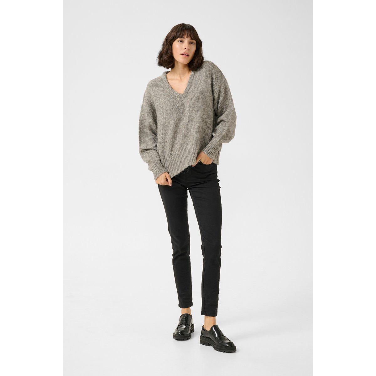 Relaxter V-Ausschnitt Strickpullover
