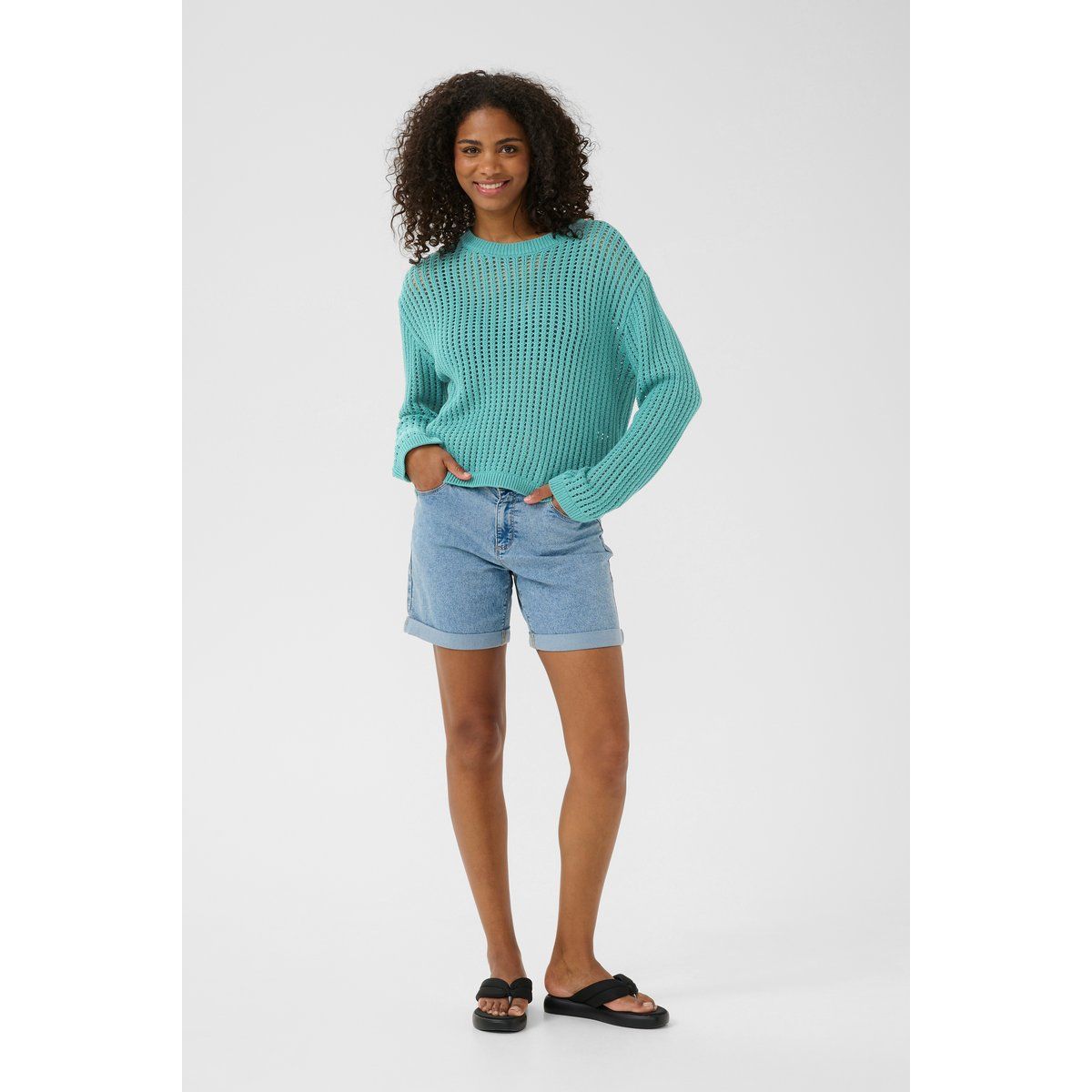 Grobstrickpullover aus strukturiertem Baumwollmix