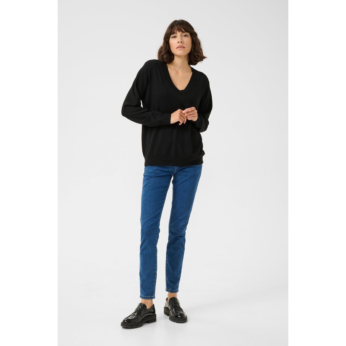V-Ausschnitt Strickpullover Regular Fit