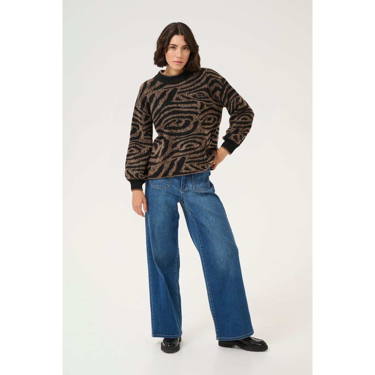 Strickpullover mit abstraktem Animal-Muster