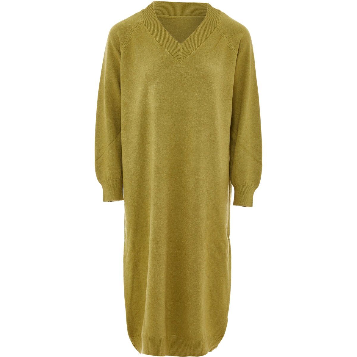 Entspanntes Strick-Midikleid mit V-Ausschnitt
