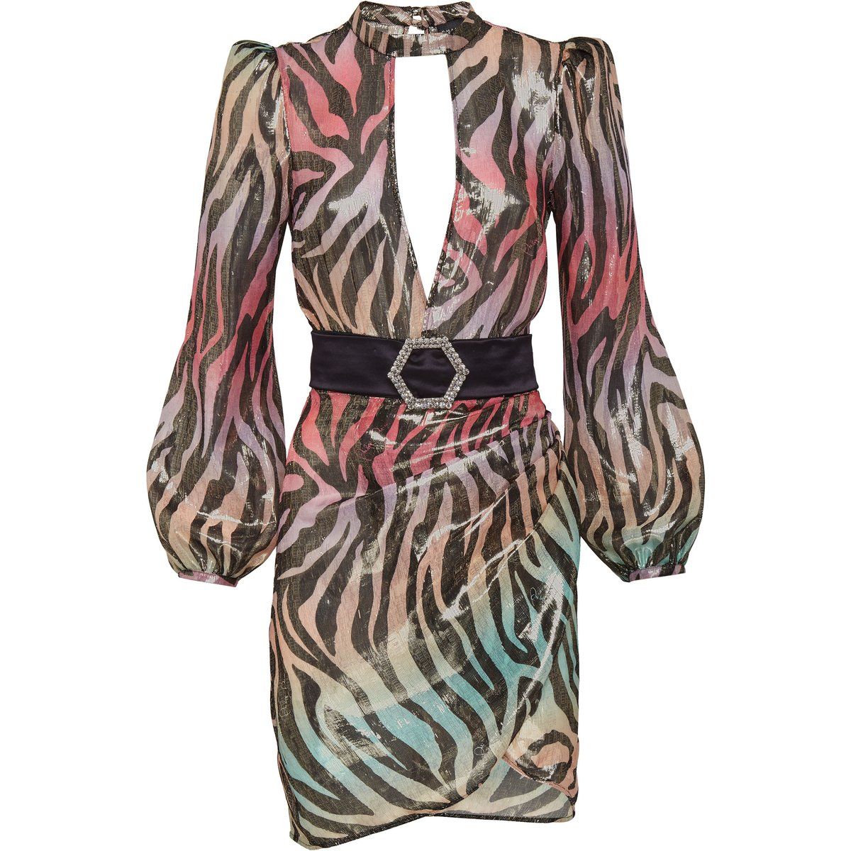 Schimmerndes Minikleid mit Zebramuster