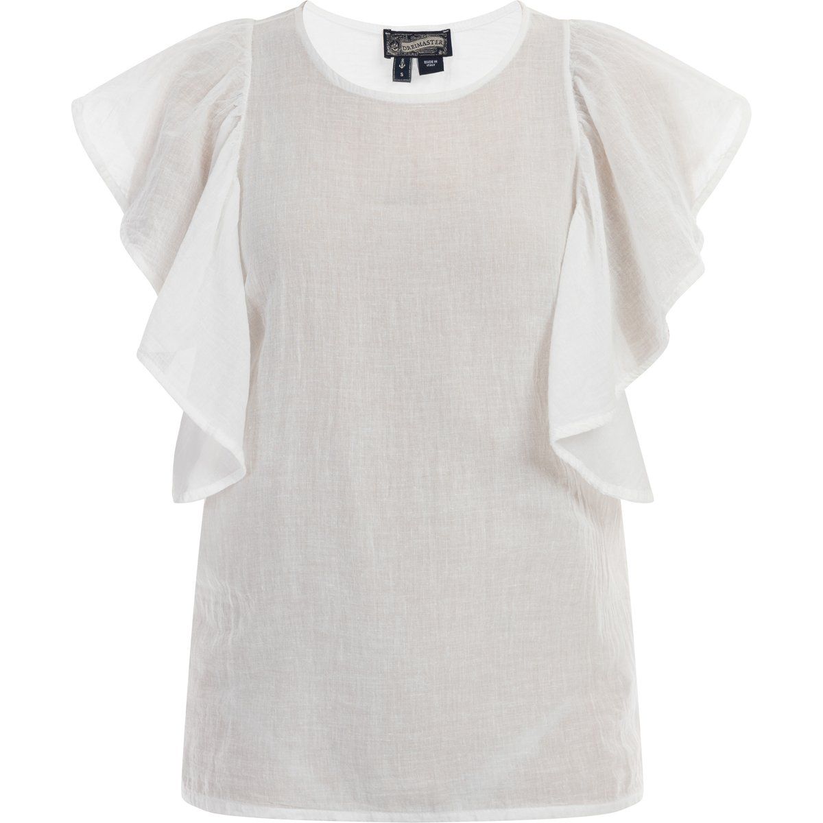 Leichte Baumwollbluse mit Flatterärmeln