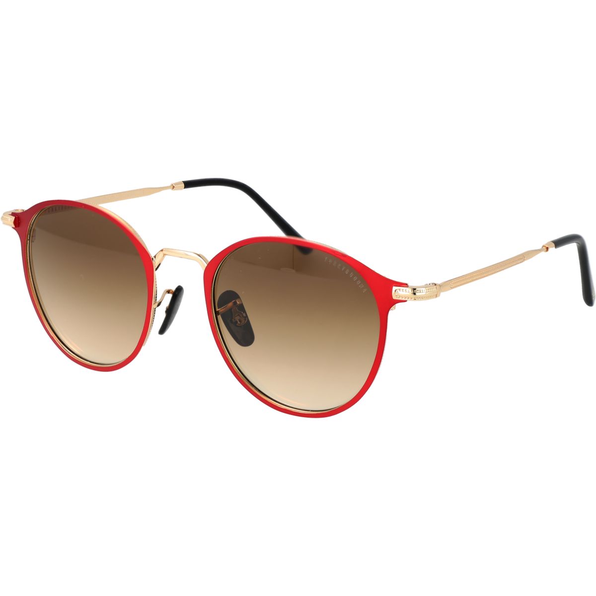 Runde Sonnenbrille mit rotem Metallrahmen