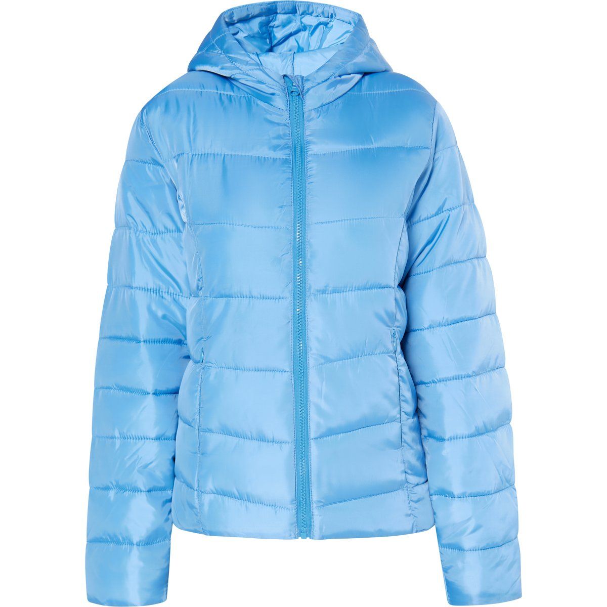 Schimmernde wattierte Steppjacke mit Kapuze