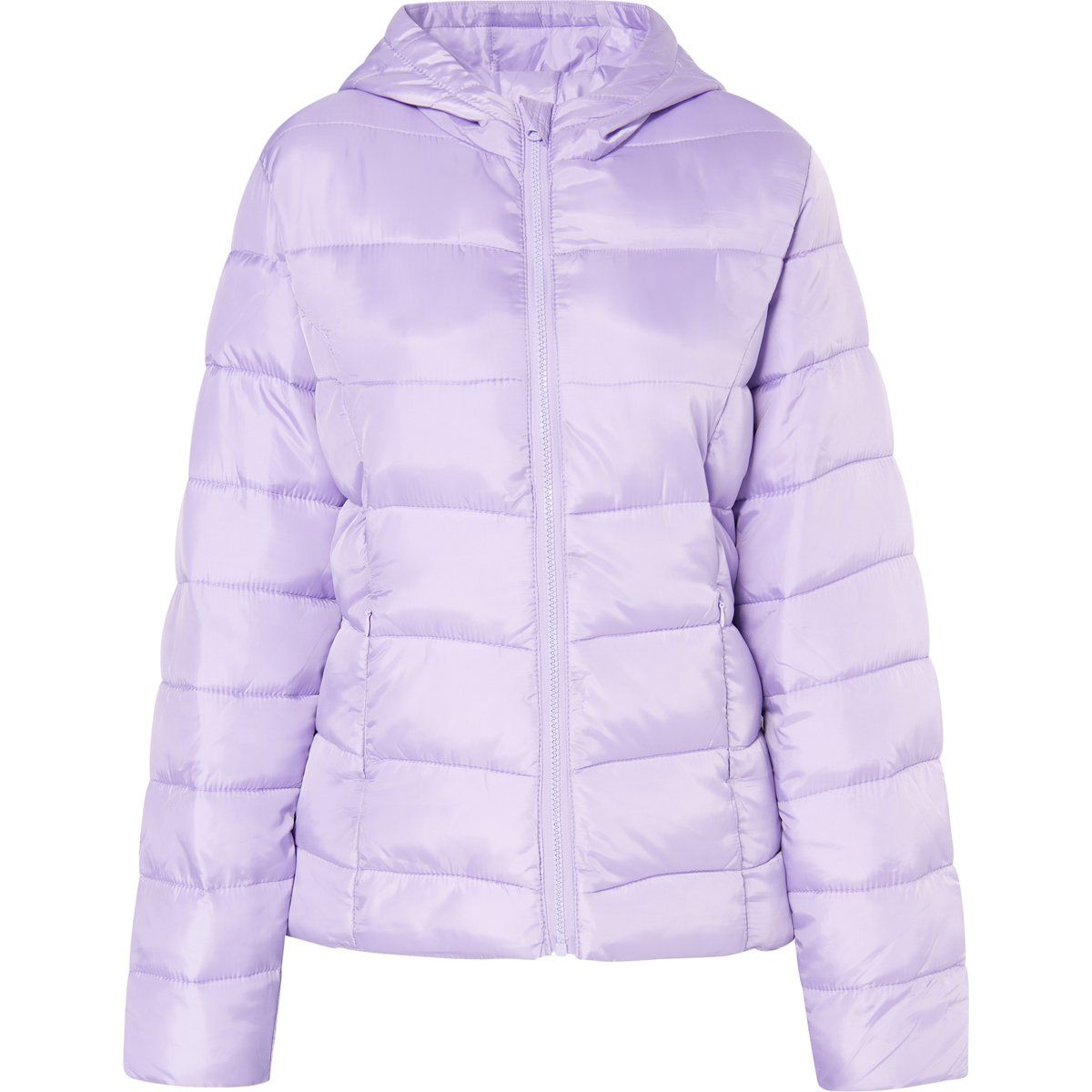 Glänzende gesteppte Kapuzenjacke