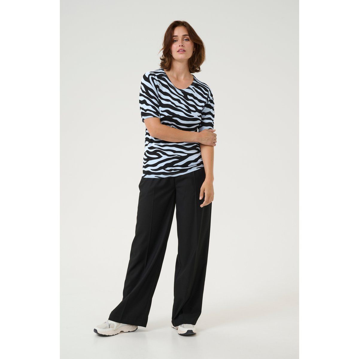 Kurzarm-Feinstrick mit Zebra-Muster