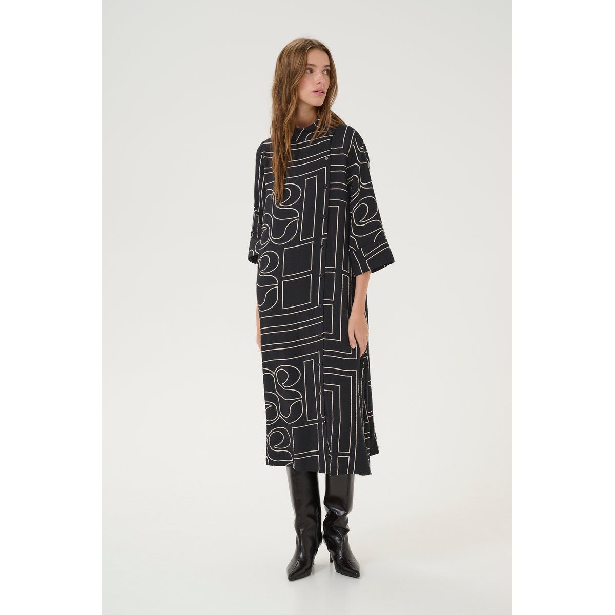 Midi-Kleid mit abstraktem Print