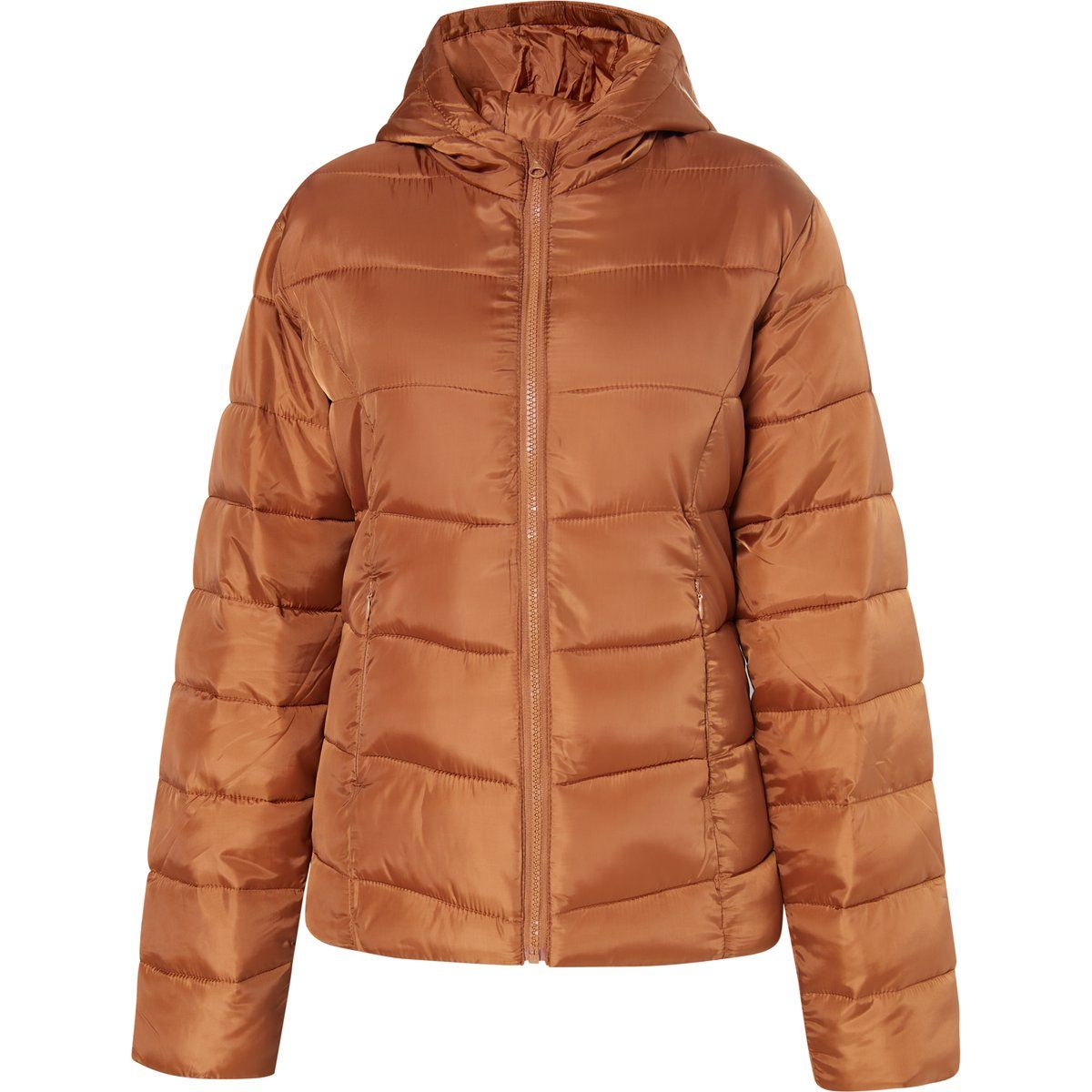 Schimmernde gesteppte Jacke mit Kapuze