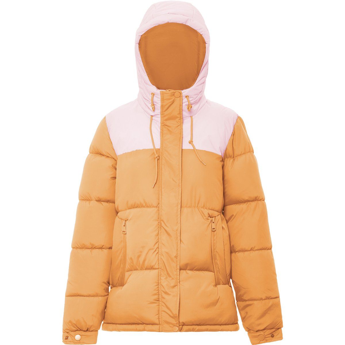 Zweifarbige Pufferjacke mit Kapuze
