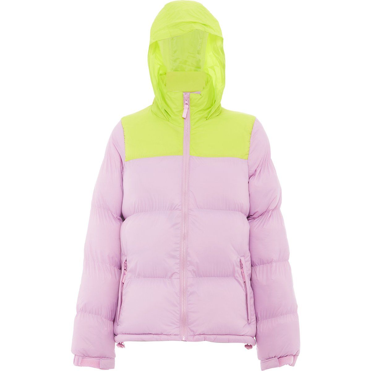 Wattierte Bicolor-Pufferjacke mit Kapuze