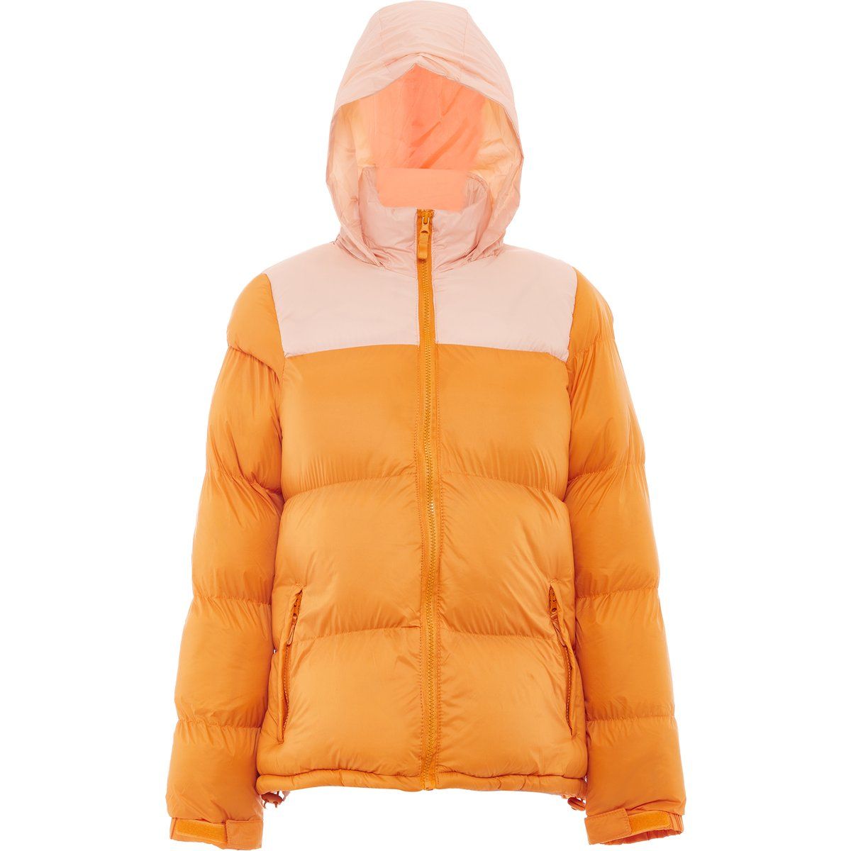 Zweifarbige Steppjacke mit Kapuze