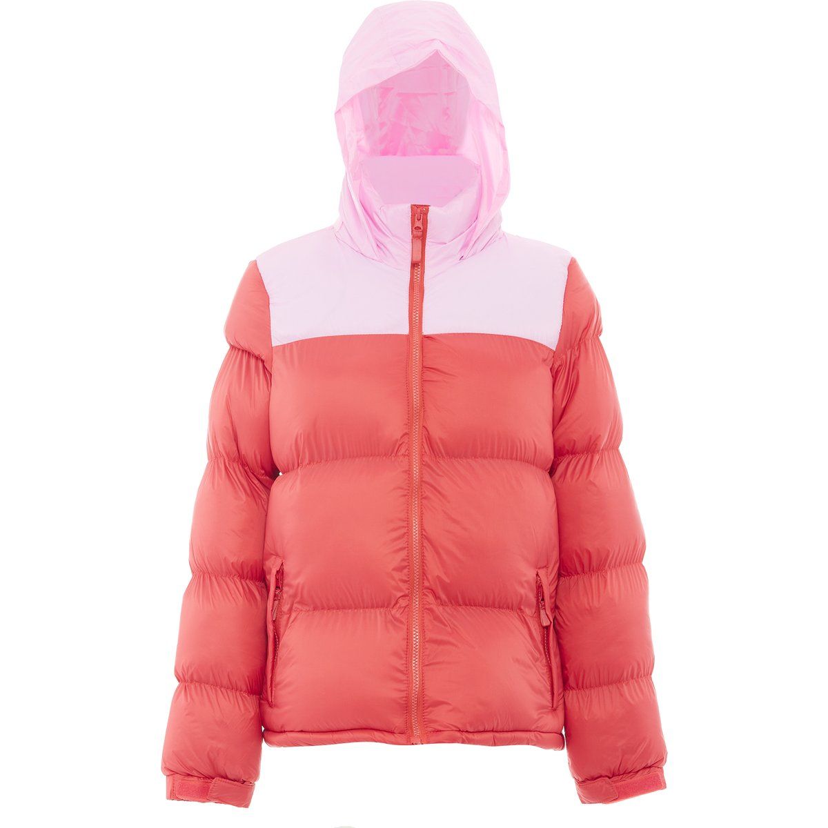 Zweifarbige Kapuzen-Steppjacke