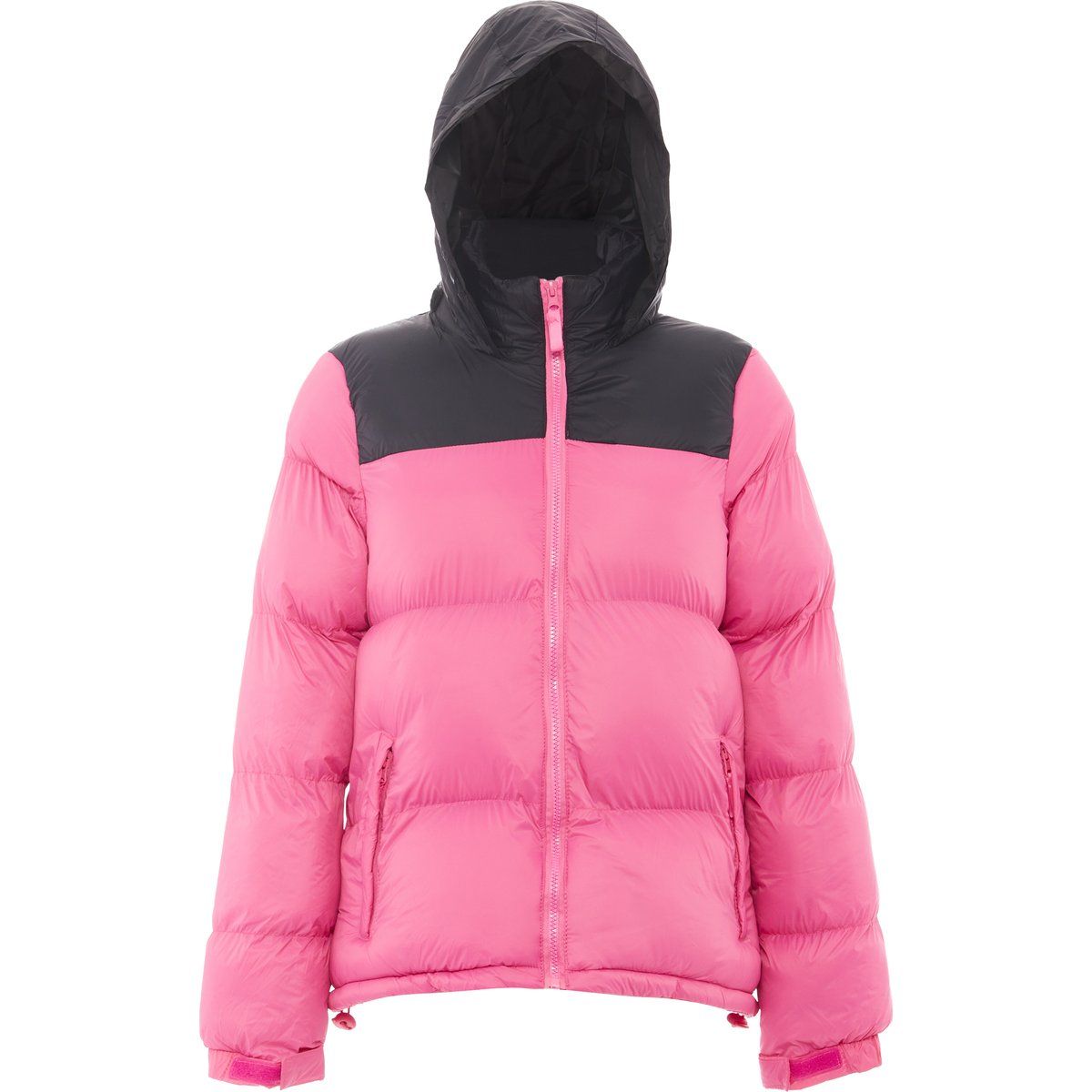 Zweifarbige Pufferjacke mit Kapuze