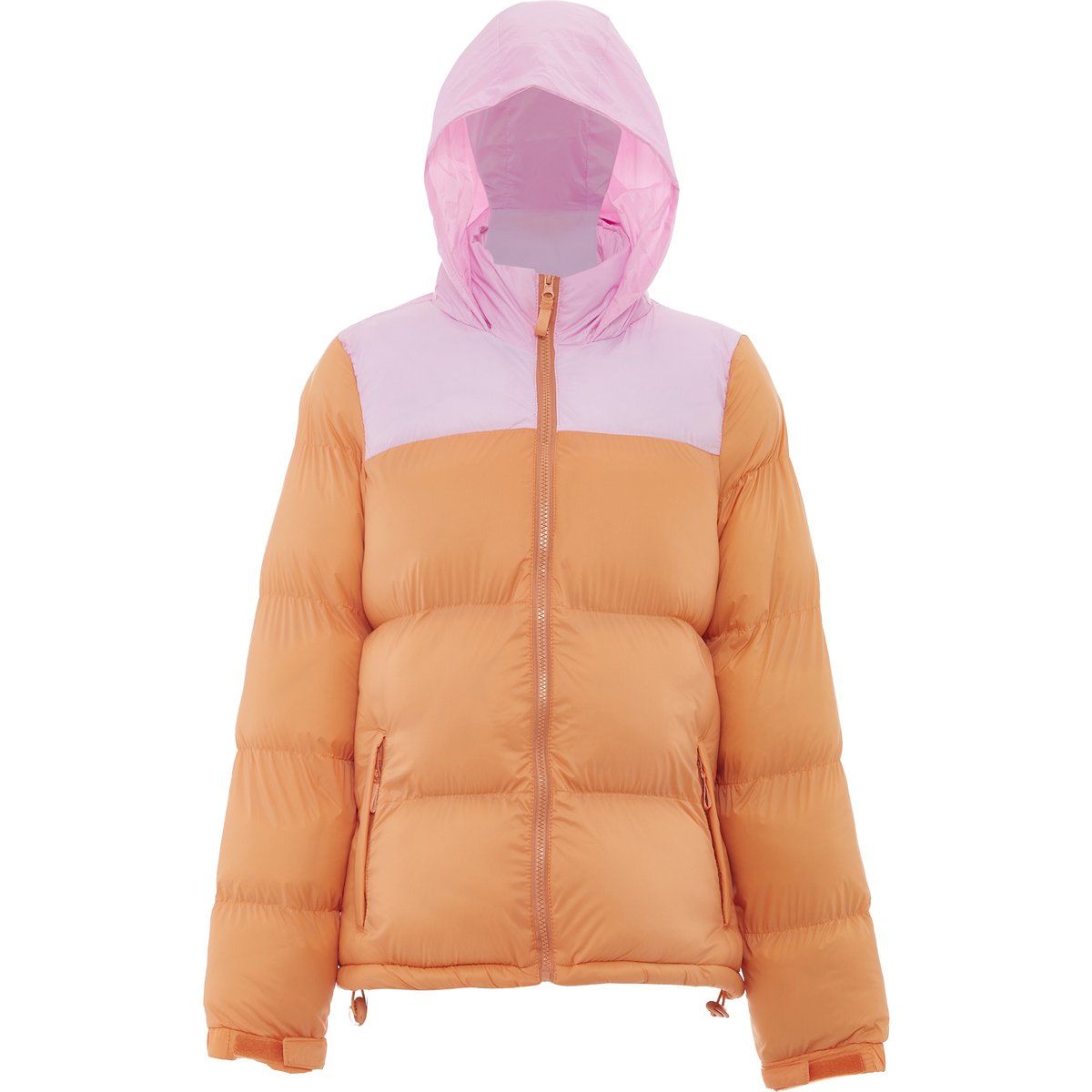 Zweifarbige Kapuzen-Steppjacke