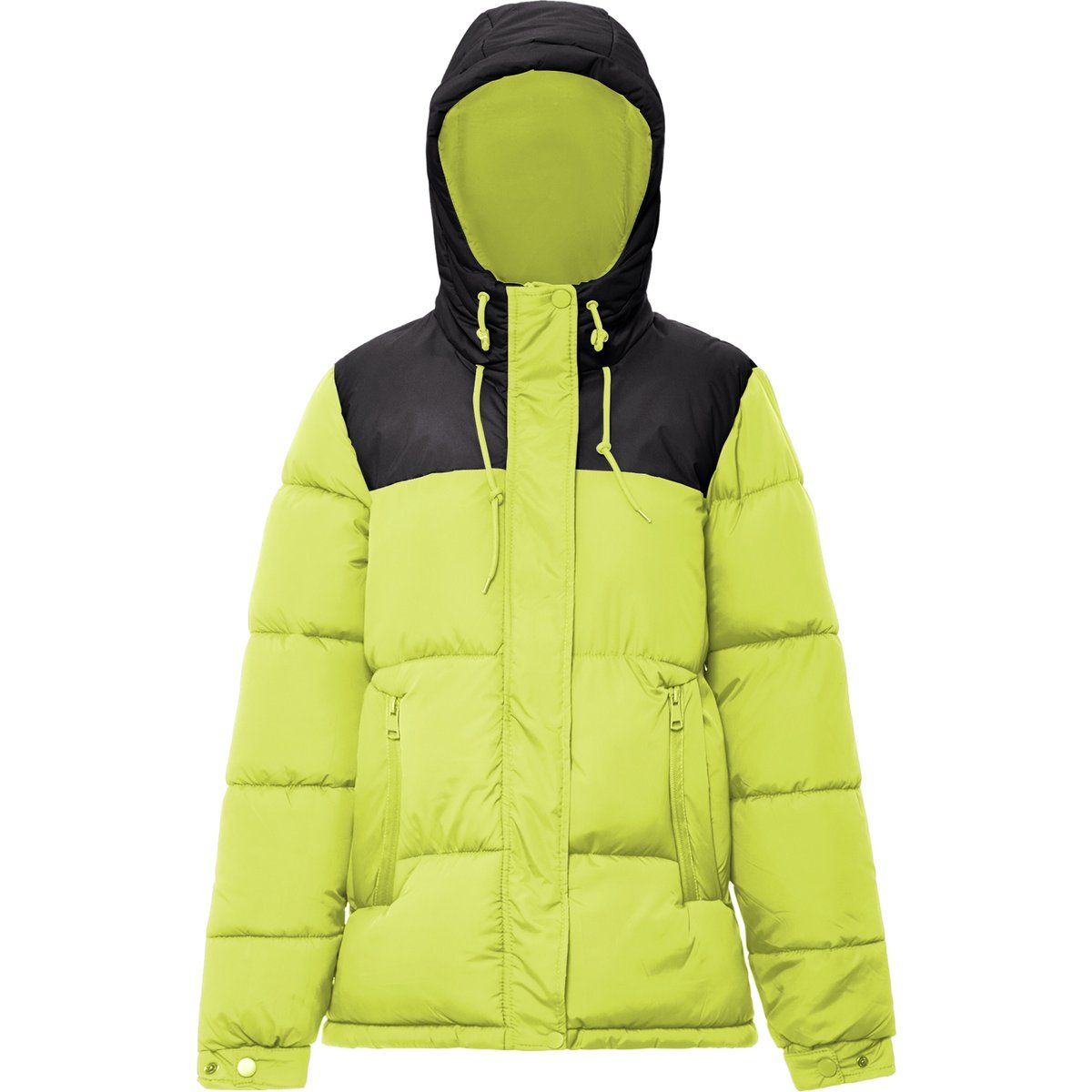 Zweifarbige Steppjacke mit Kapuze