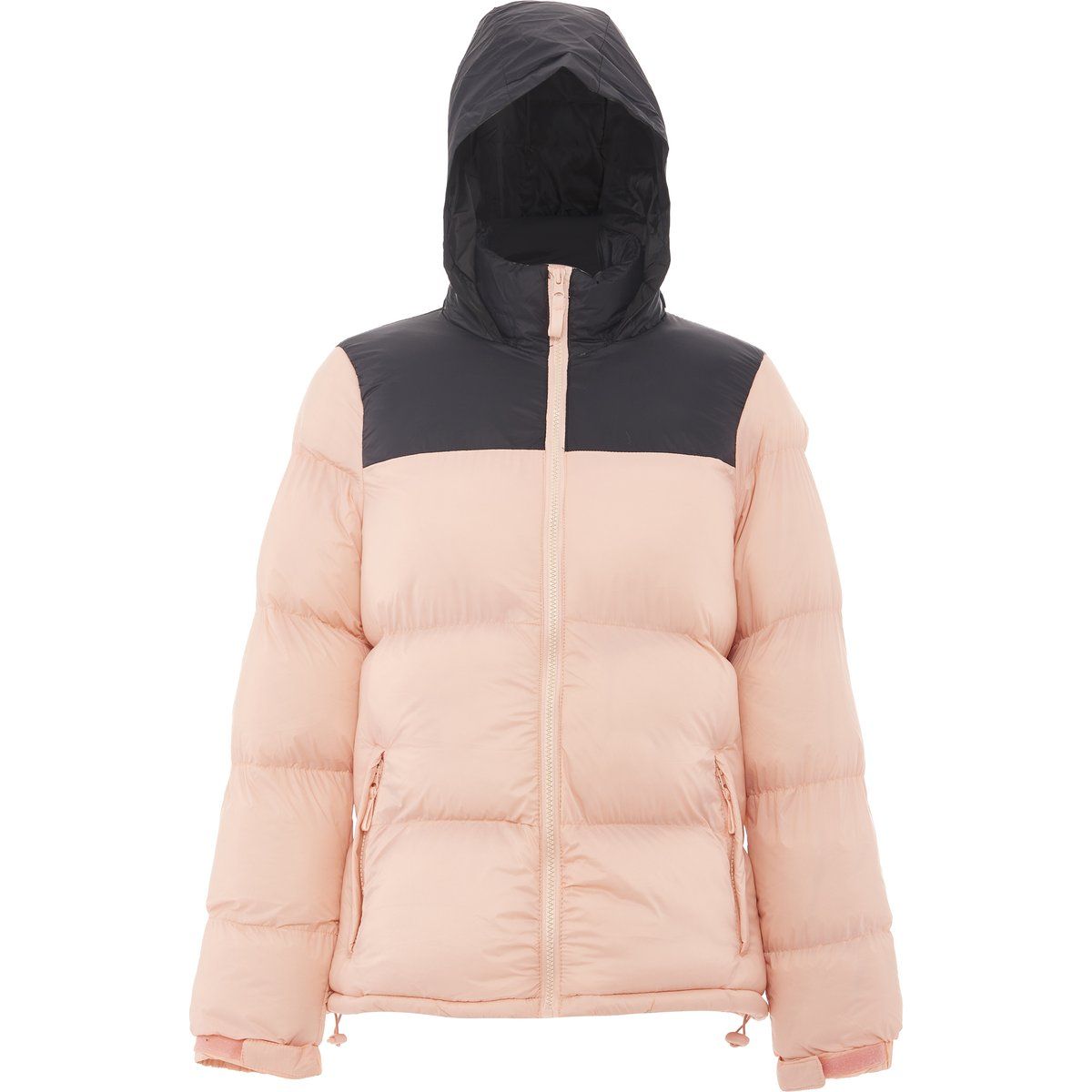 Zweifarbige Wattierte Pufferjacke mit Kapuze