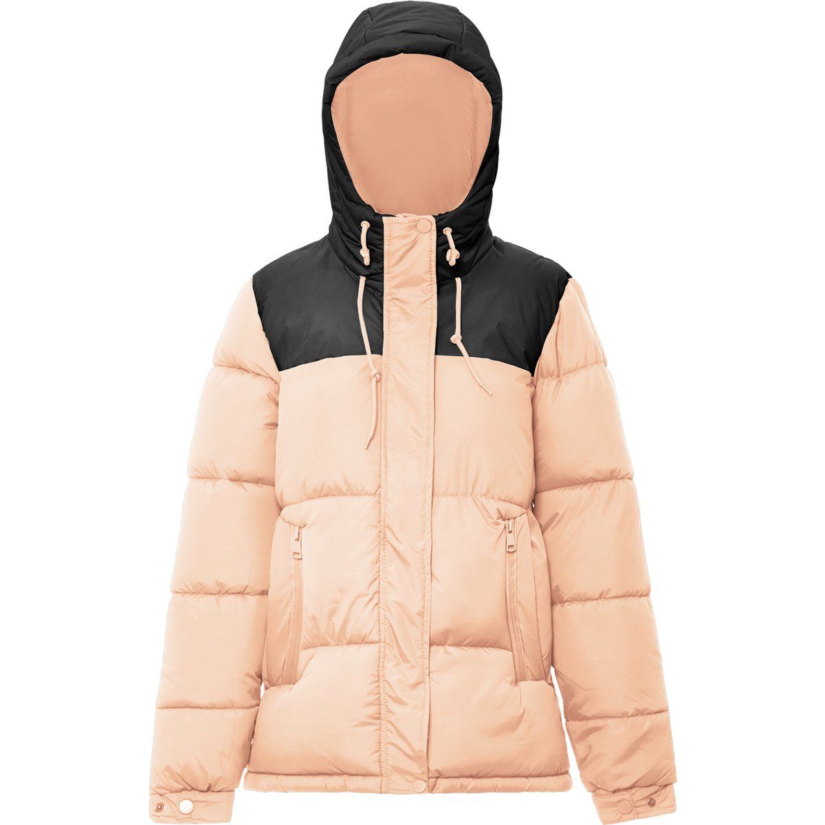 Wattierte Bicolor Pufferjacke mit Kapuze