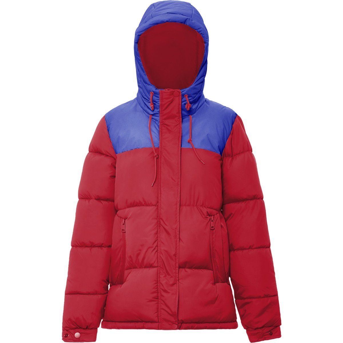 Zweifarbige Kapuzen-Steppjacke