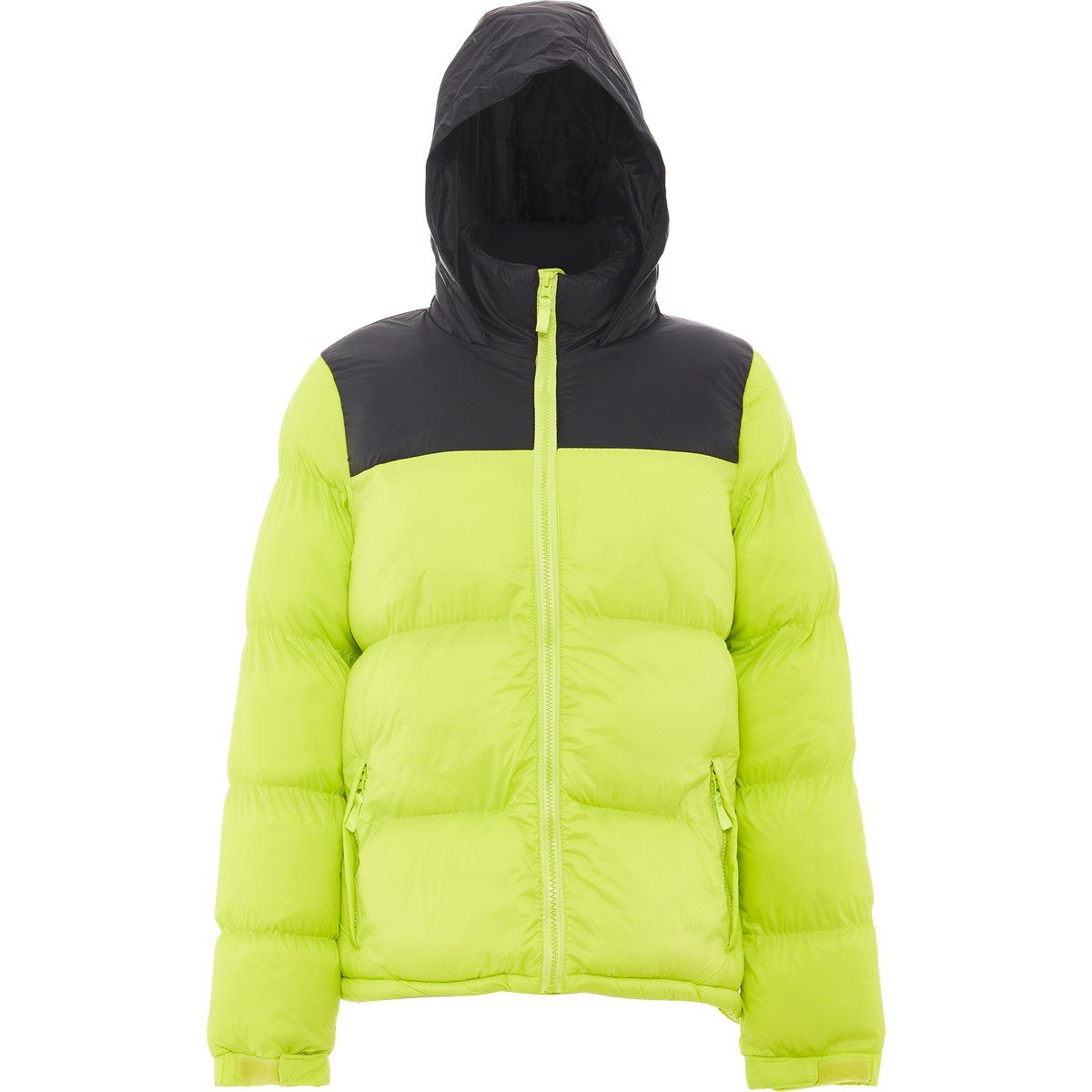 Zweifarbige Steppjacke mit Kapuze