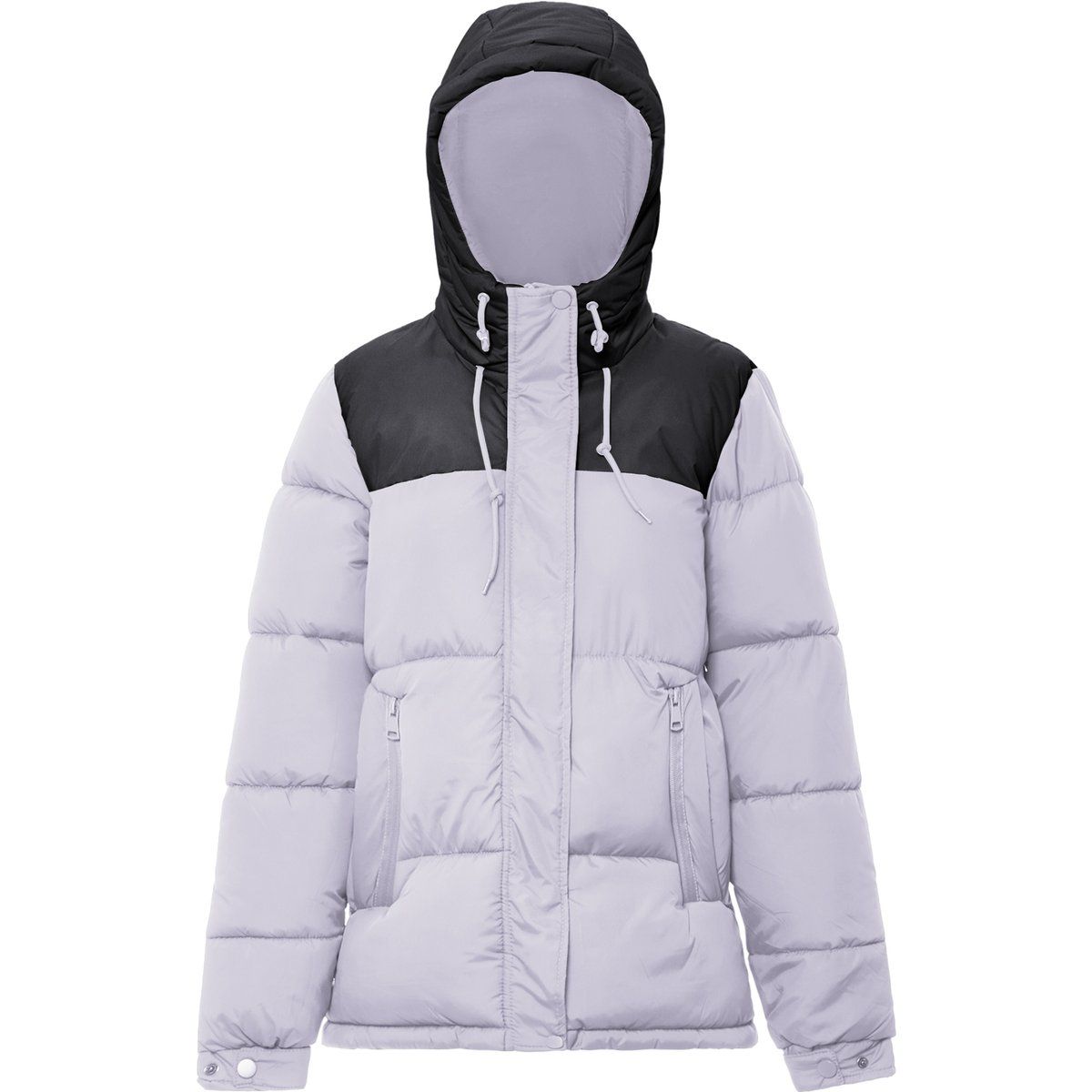 Zweifarbige Steppjacke mit Kapuze