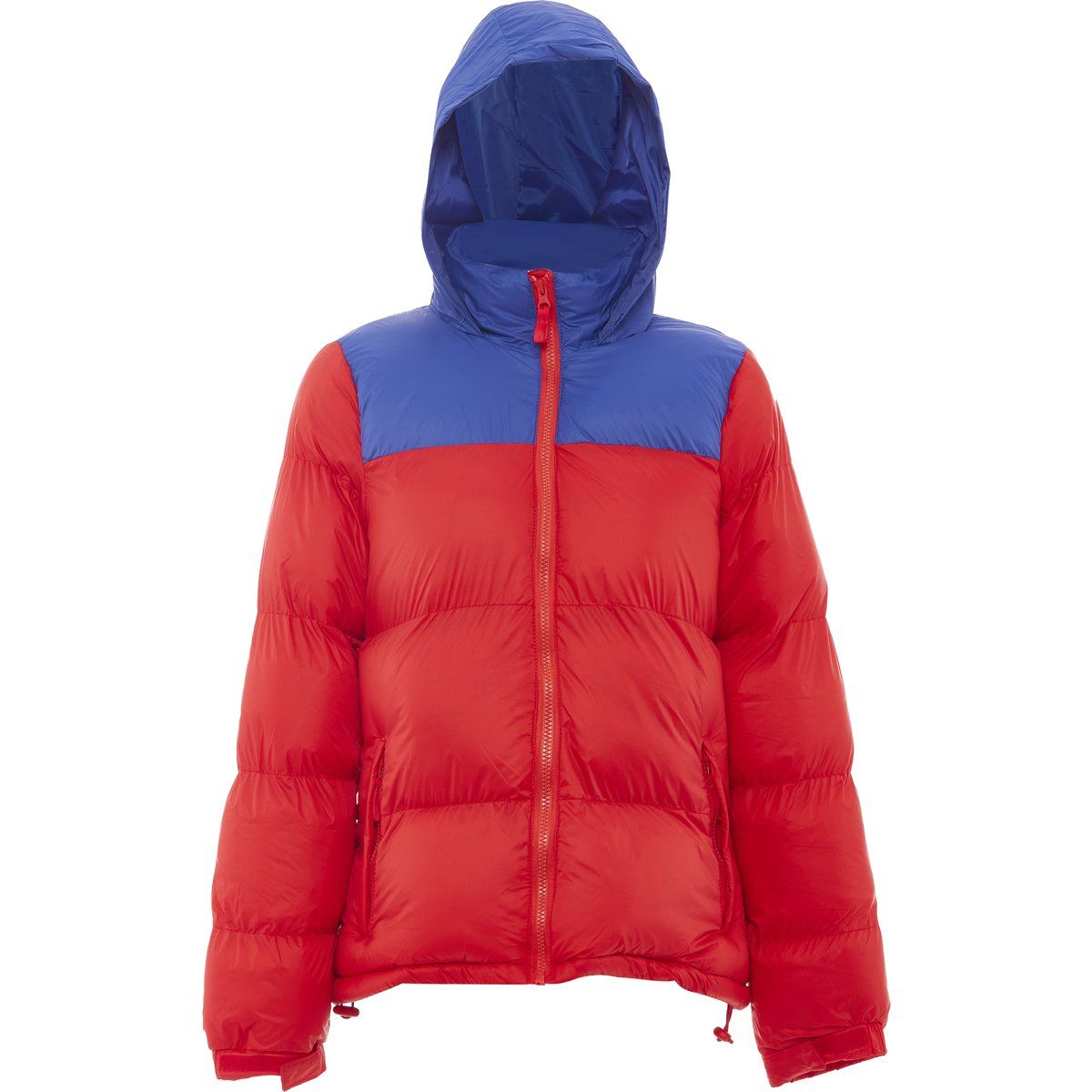 Zweifarbige Steppjacke mit Kapuze