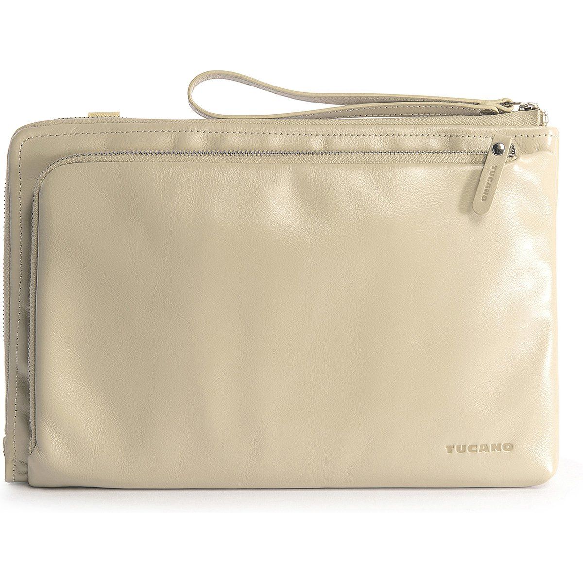 Schlichte Leder-Clutch mit Fächern
