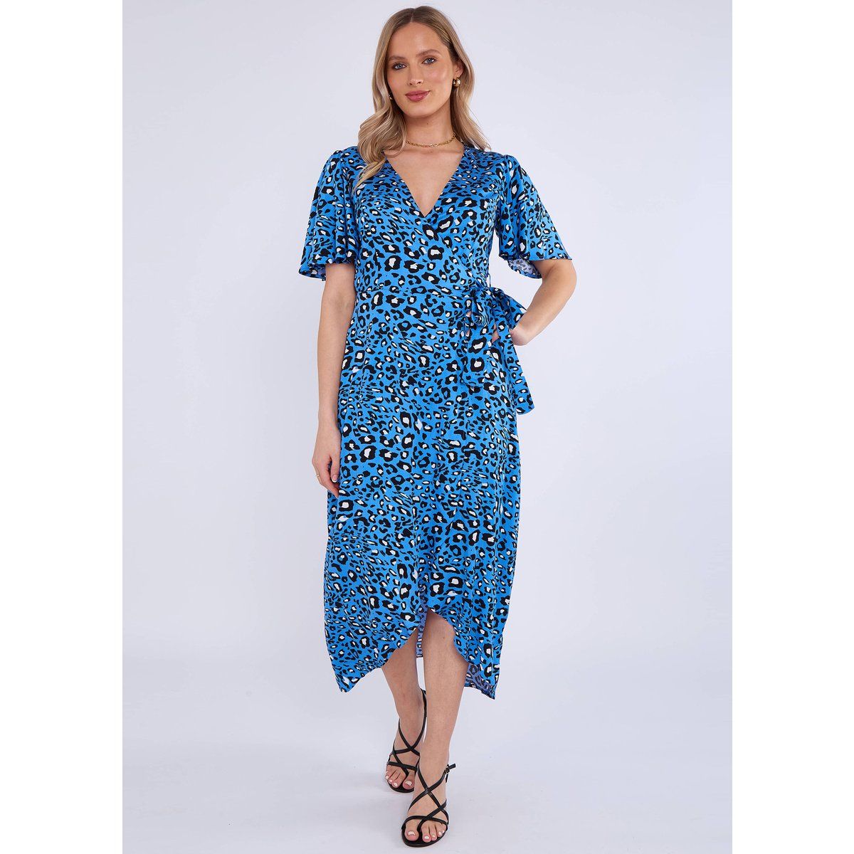 Wickel-Midikleid mit Tiermuster