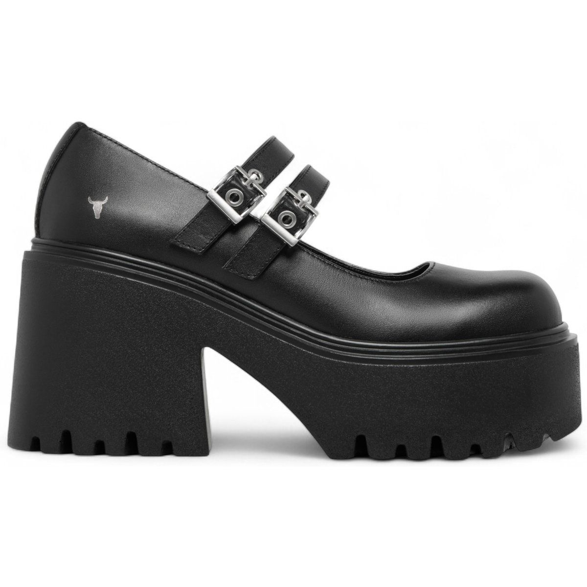 Leder-Plateauschuhe im Mary-Jane-Stil