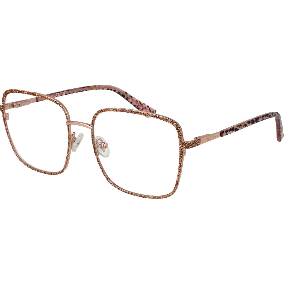 Glitzernde quadratische Brille in Roségold