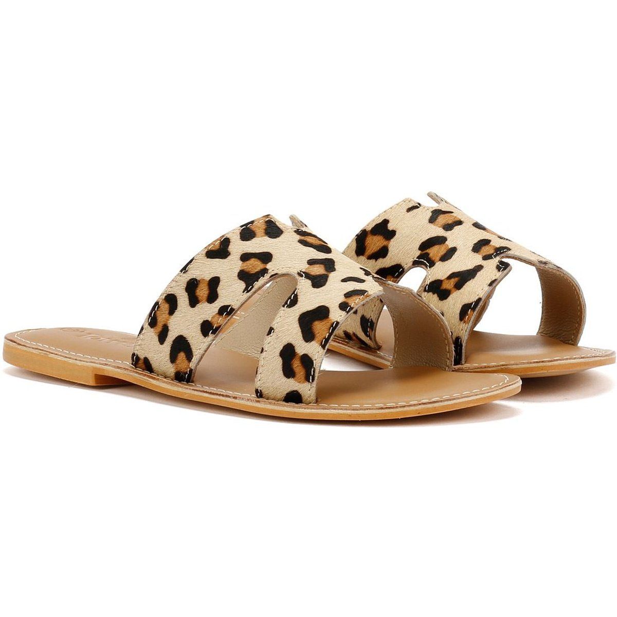 Mules mit Leopardenmuster und Ausschnitten