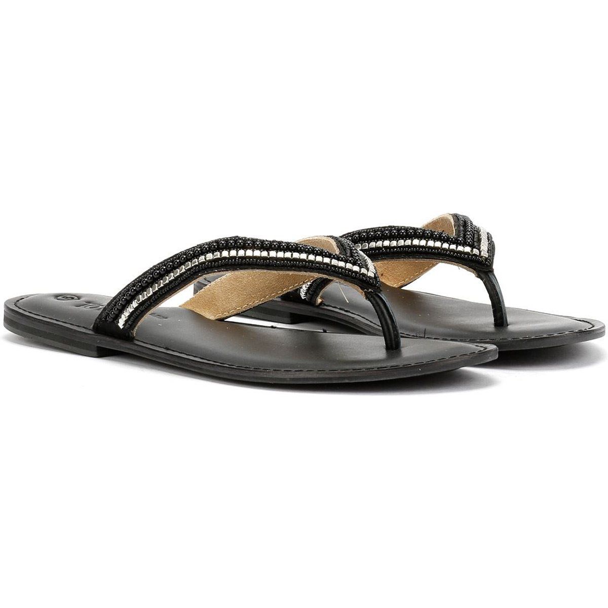 Flache Zehentrenner mit Metallic-Perlen