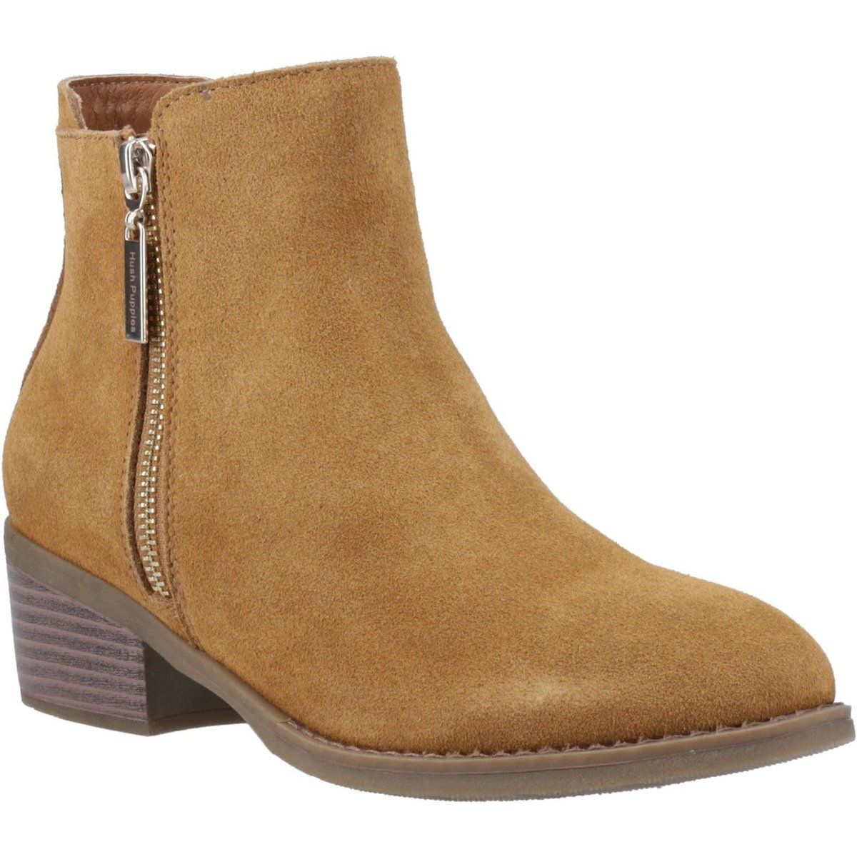 Wildleder-Stiefeletten mit Blockabsatz