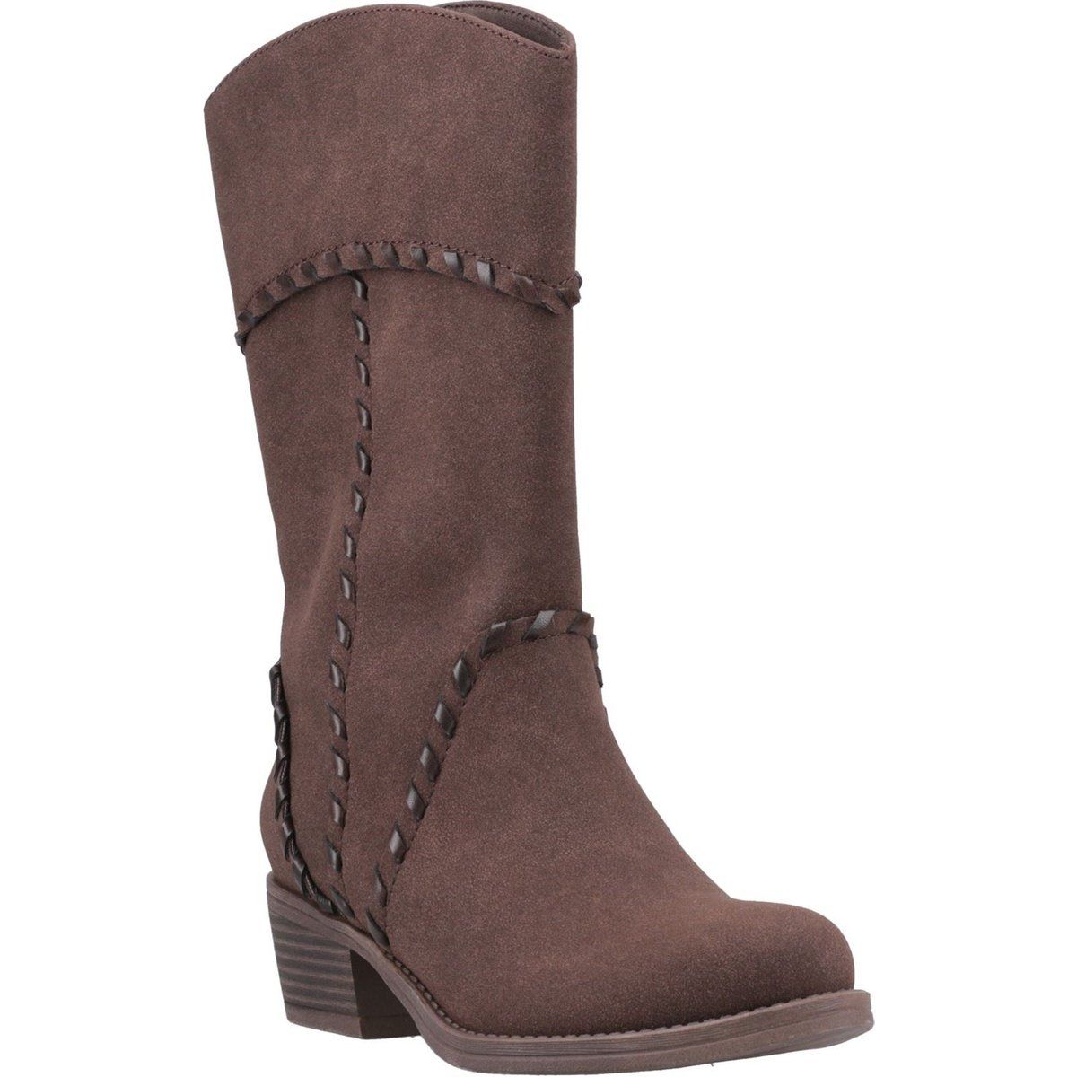 Mittelhoher Westernstiefel mit Flechtbesatz